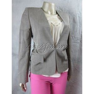 $1845 NWT STELLA MCCARTNEY Raw Silk Black Lead Gray Jacket 12